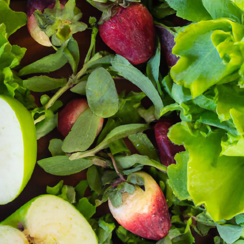 stevia leaves surrounded by healthy fruits and veggies